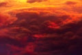 Volume red-yellow ÃÂumulus clouds on sunset Royalty Free Stock Photo